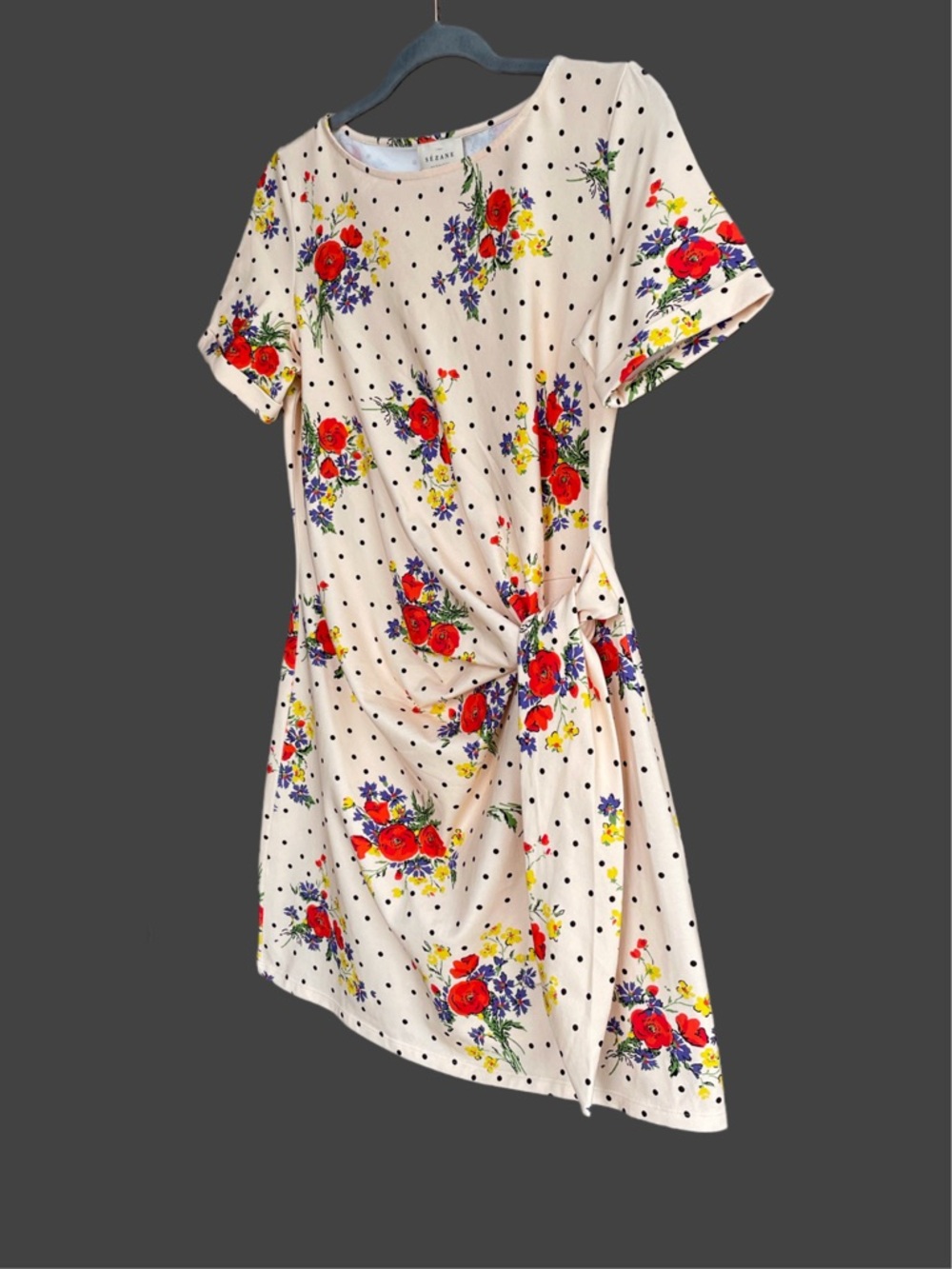 Sezane Cream short Pippa Dress with Red Floral Print NWT - Picture 11 of 15
